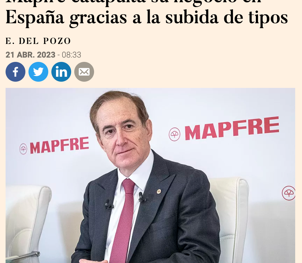 Mapfre seguros tiene un crecimiento en Vida en 1er Trimestre 2023